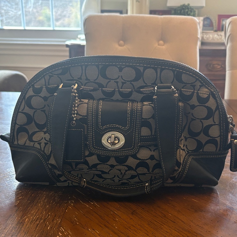 COACH HAMPTON SIGNATURE ZIP SATCHEL BAG #1397